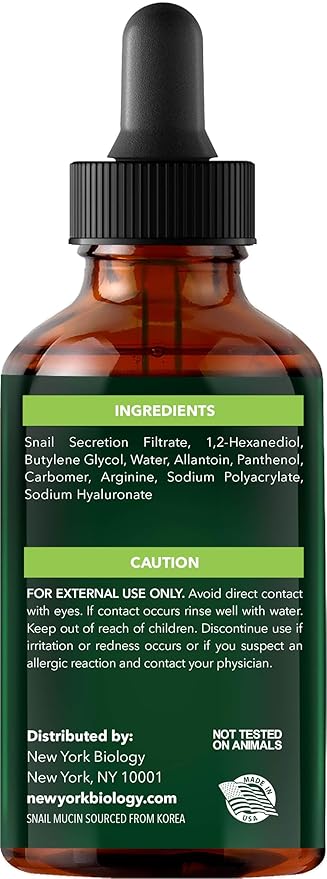 New York Biology 96% Korean Snail Mucin Serum for Face 3.38 Fl. oz 100 ml – Facial Skin Care Snail Mucin Moisturizer for Dry, Dull Skin and Wrinkles – Skin Care Hydrating Face Serum