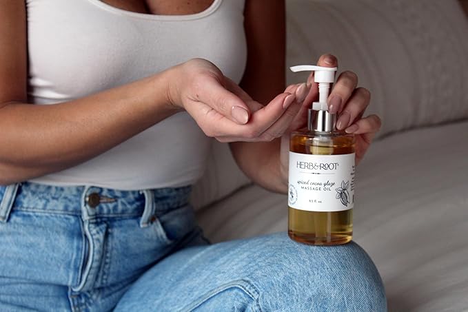 Herb & Root Spiced Cocoa Glaze: Chocolate Cinnamon Edible Massage Oil, Scented Body Oil for Women, Relaxing Gifts, Non-Sticky, Natural Plant-Based Aromatherapy