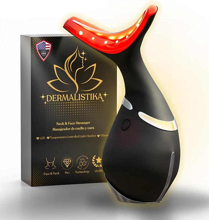 Red-Light-Therapy-for-Face and Neck, Facial Massager Triple Action Portable Beauty Device. LED, Thermal, and Vibration for a Radiant Appearance