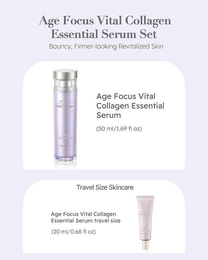 ISA KNOX AGE FOCUS VITAL COLLAGEN Essential Serum (2.4fl oz) - Korean Skin Care, Ampoule by LG Beauty. Hydrolyzed Collagen, Vitamins C, B12 & E