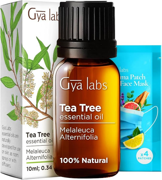 Gya Labs Australian Tea Tree Essential Oil for Skin - 0.34 Fl Oz - 100% Pure Natural Melaleuca Tea Tree Oil for Hair, Face, & Toenail, Piercings Scalp & Candle Making Scent