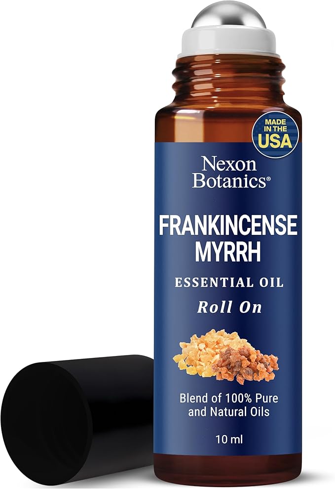 Frankincense & Myrrh Essential Oil Roll-On 10ml - 100% Pure, Natural Oil for Aromatherapy & Skin Care - Nexon Botanics