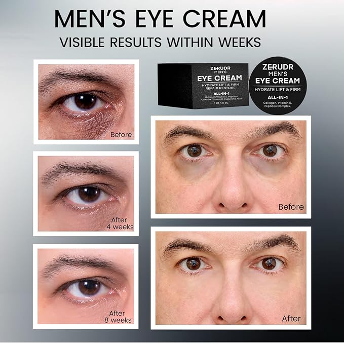 Men’s under Eye cream: all-in-1 Eye Bags, Dark Circles, and Puffiness reduce- Men’s eye care for hydrate, firm & repair