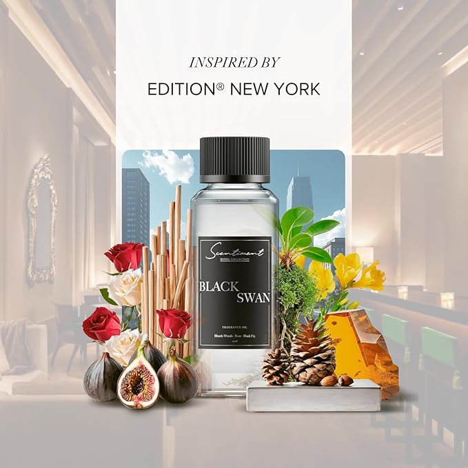 Black Swan Hotel Diffuser Oil | Aromatherapy Home Fragrance | Luxurious Scent with Notes of Blonde Woods, Rose, Black Fig (120 mL)