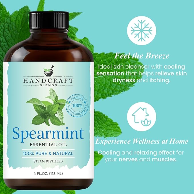 Handcraft Blends Spearmint Essential Oil - Huge 4 Fl Oz - 100% Pure and Natural - Premium Grade Essential Oil for Diffuser and Aromatherapy