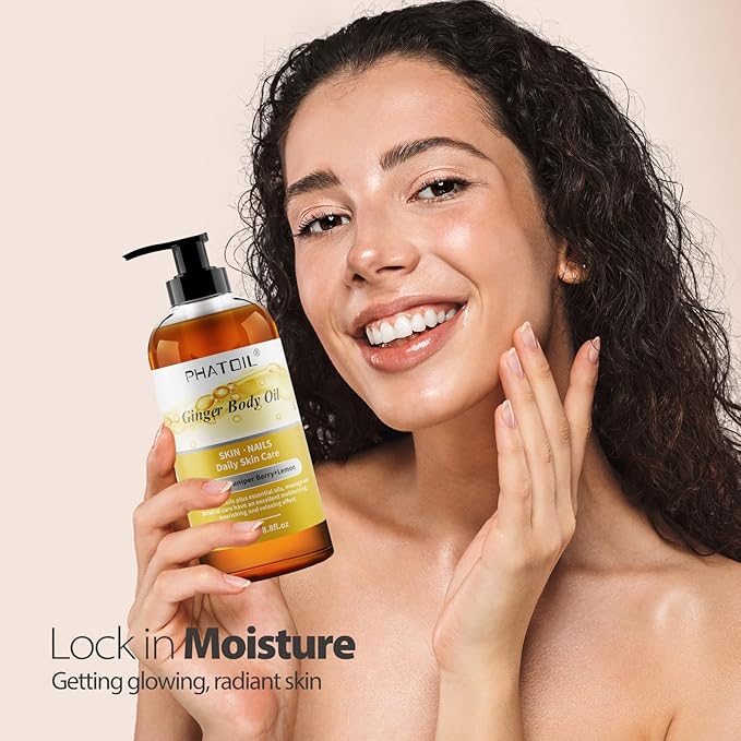 Vanilla Body Oil 260ML & Ginger Body Oil 260ML Large Bottle Body Oil for Moisturizing Skin