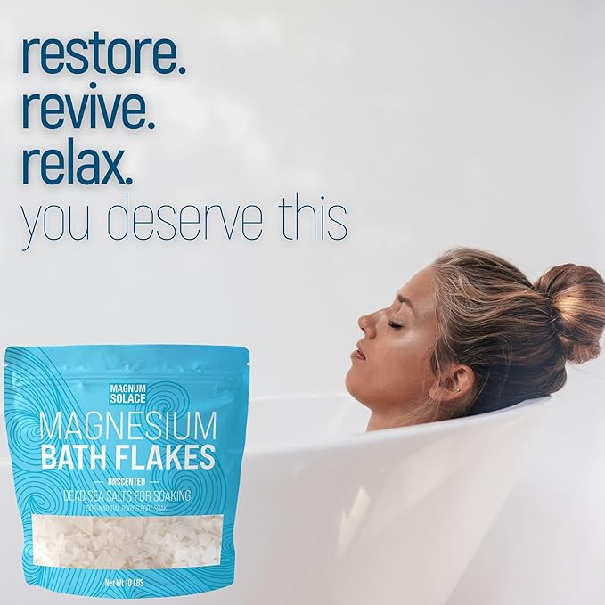 Magnesium Flakes for Bath - Magnesium Chloride Flakes - Dead Sea Salts for Soaking, 10 LBS