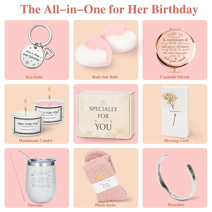 Jimi&Jimu Birthday Gifts for Women – Luxurious Gift Basket Self Care Gifts for Women – Premium SPA Gifts for Women for Sister, Best Friend, Birthday Gifts for Mom, Thank You Gifts