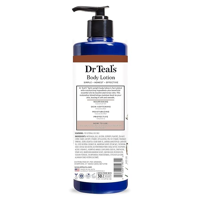 Dr Teal's Body Lotion, Coconut Oil & Essential Oils, 18 fl oz (Pack of 3)