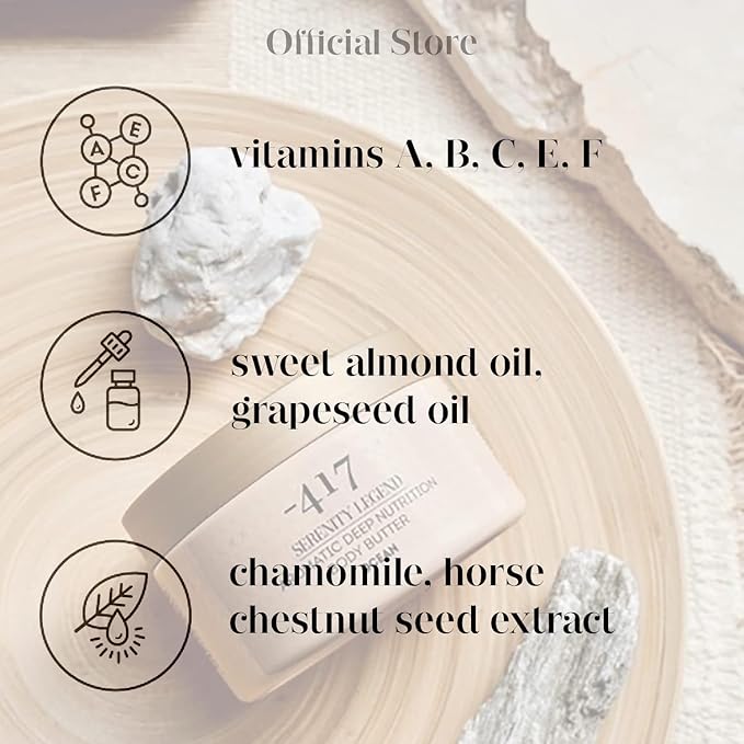 '-417 Dead Sea Cosmetics Ocean Deep Nutrition Body Butter For Dry Skin - Nourishes & Protects from UV Radiation - Softening Body Moisturizer - With Shea Butter & Aloe Vera - All Natural 8.4 oz