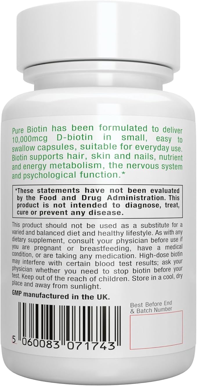 Igennus Clean Biotin 10,000mcg, Extra Strength, 180 Small Easy to Swallow Capsules, Vitamin B7, Lab Verified, No After Taste or Smell, Hypoallergenic & Vegan, 1-a-Day