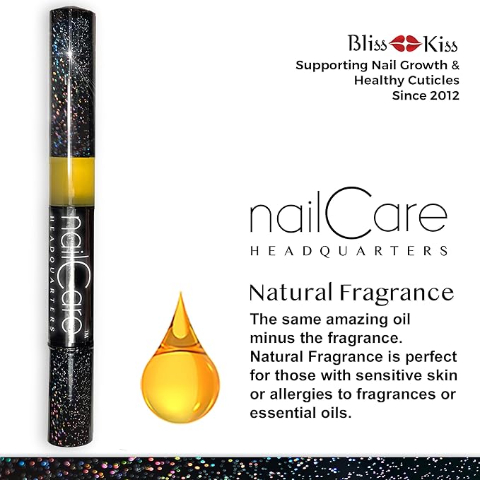 Cuticle Oil Pen for Nails - Nail Strengthener & Growth Oil and Serum for Damaged Nails, Hangnails w/Jojoba cuticle oil—Natural Fragrance - Holographic Glitter Pens 4-Pack