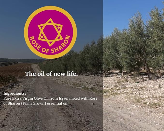 Rose of Sharon Anointing Oil from Israel, Holy Spiritual Oils Bottles from Jerusalem Blessed, Handmade with Natural Ingredients and Blessed for Wedding Ceremony, Religious Use, 1.01 Fl Oz