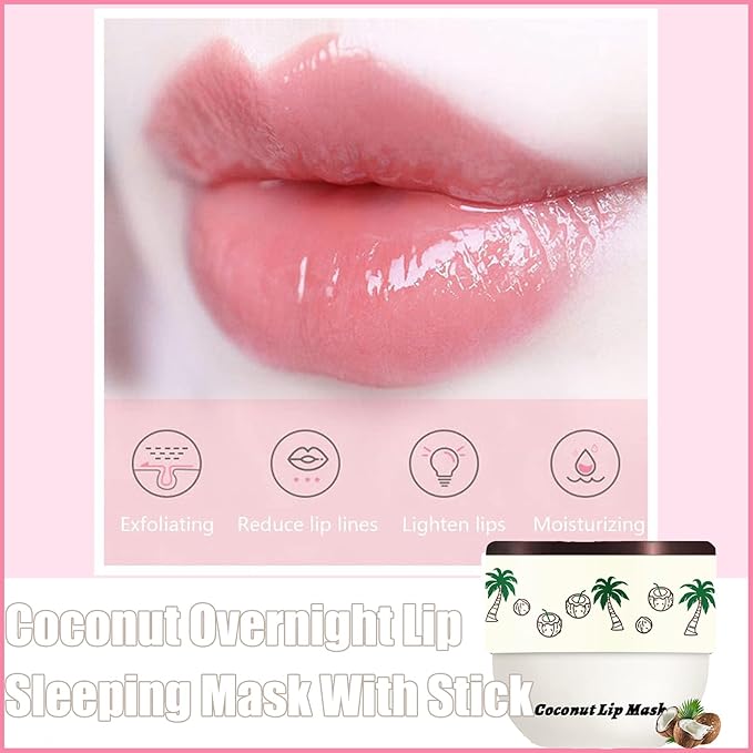 4 PCS Bee Lip Balm Lip Mask Honey Pot, Coconut Honey Strawberry Watermelon Moisturizing Sleeping Lip Mask Overnight with Sticks, Lip Balm Exfoliating Prevention Dry and Crack Lip Scrubs