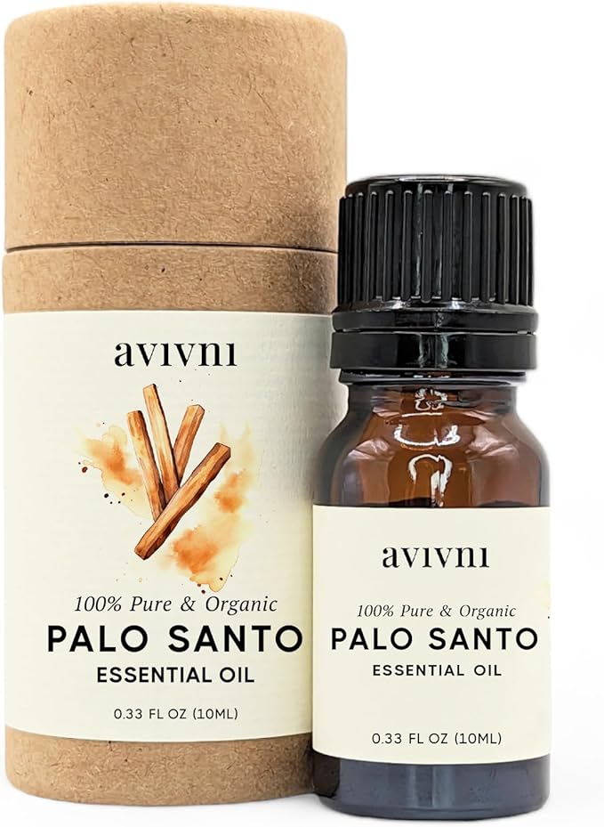 Palo Santo Essential Oil - 100% Pure & Natural, Organic, Undiluted for Aromatherapy, Hair, Skin, Diffuser (0.33oz - 10ml)