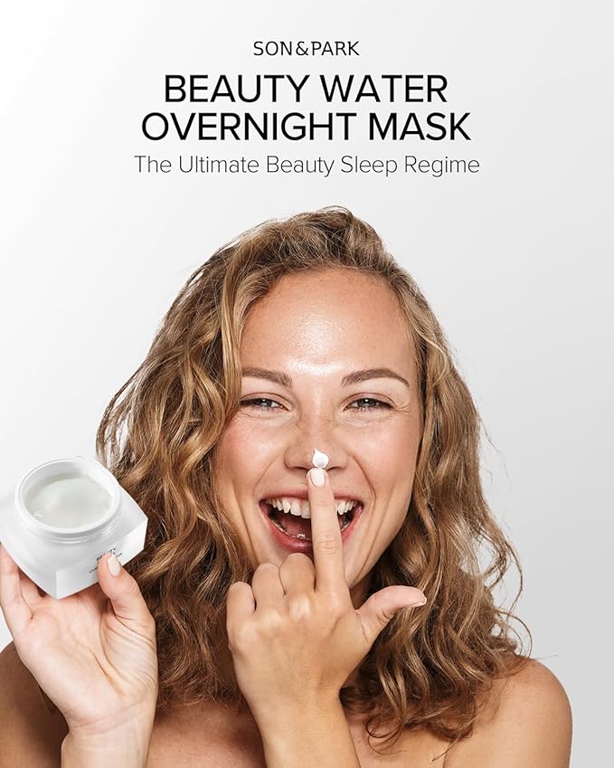 SON&PARK Beauty Water Overnight Sleeping Cream Hydration Balm Mask with Rose Water & BHA Complex, Essential Oil [Lavender, Lemon] to Hydrate, Boost Skin Barrier, and Calming Break Out