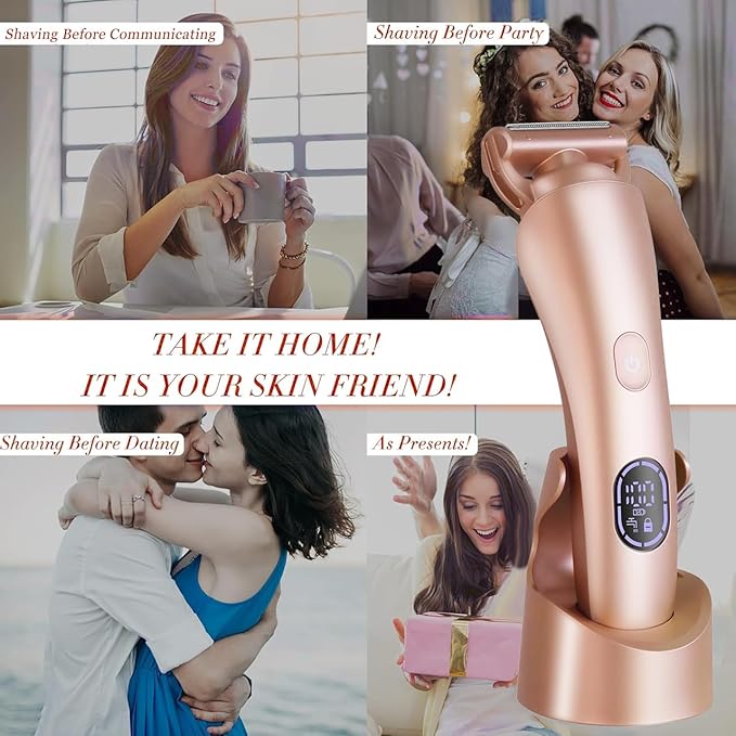 Electric Shaver for Women Bikini Trimmer Facial Hair Removal LED Display Womens Razors for Shaving IPX7 Waterproof Pubic Body Hair Trimmer