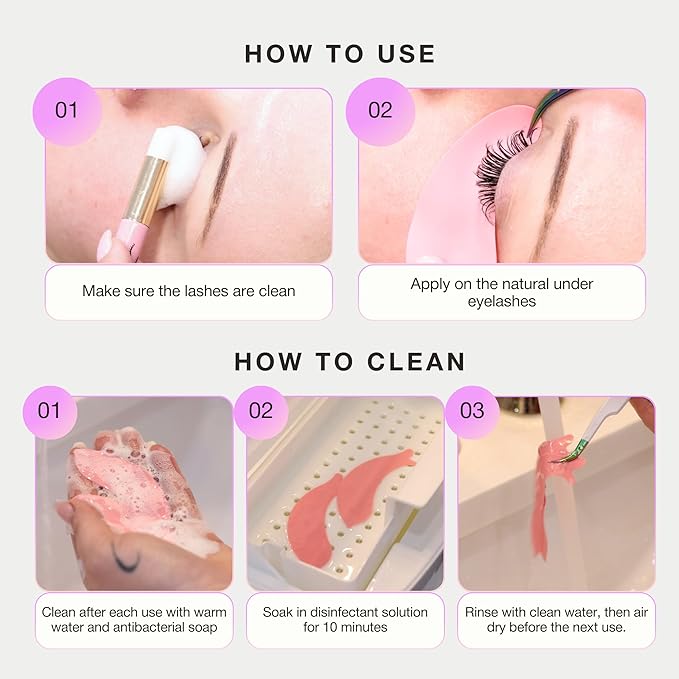 Curacoro Reusable Eye Pads, Silicone Under Eye Patches Lash Lift Cover Eyelash Extension | Soft Pads for Sensitive Skin during Eyelash Perm Lamination & Lash Extensions Remover (White, Style 4)