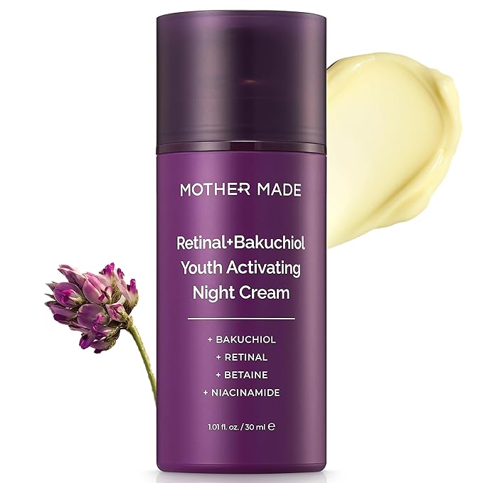 MOTHER MADE Retinol Bakuchiol Night Cream, 1 Fl Oz, Korean Retinal Face Cream to Firm Skin, Reduce Wrinkles, Fine Lines, Signs of Aging, Antiaging, Smoothing, Korean Skincare