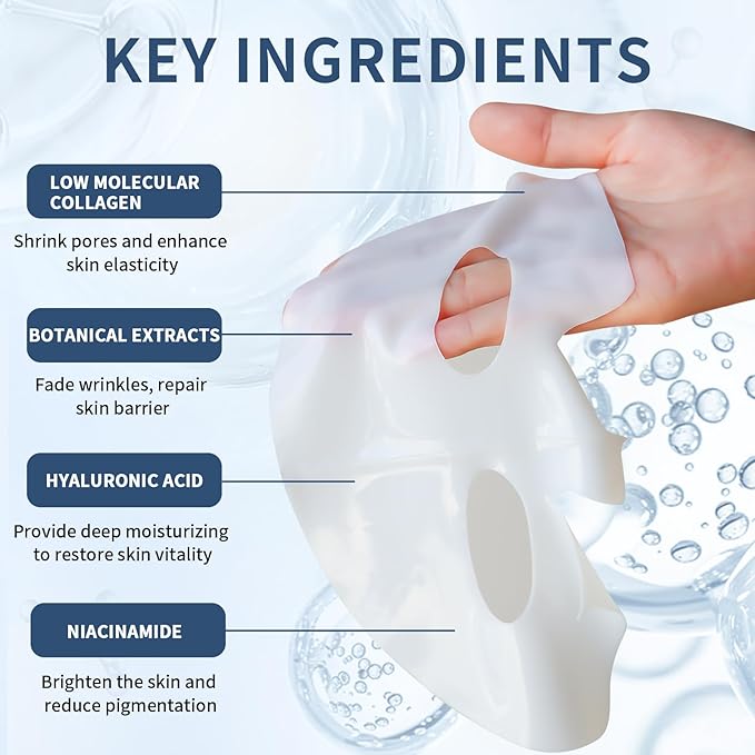 Bio-Collagen Face Masks, Real Deep Collagen Mask, Vitality-Fill Deep Hydrates, Facial Hydrogel Masks | TikTok Trend Items | Korean Skin Care