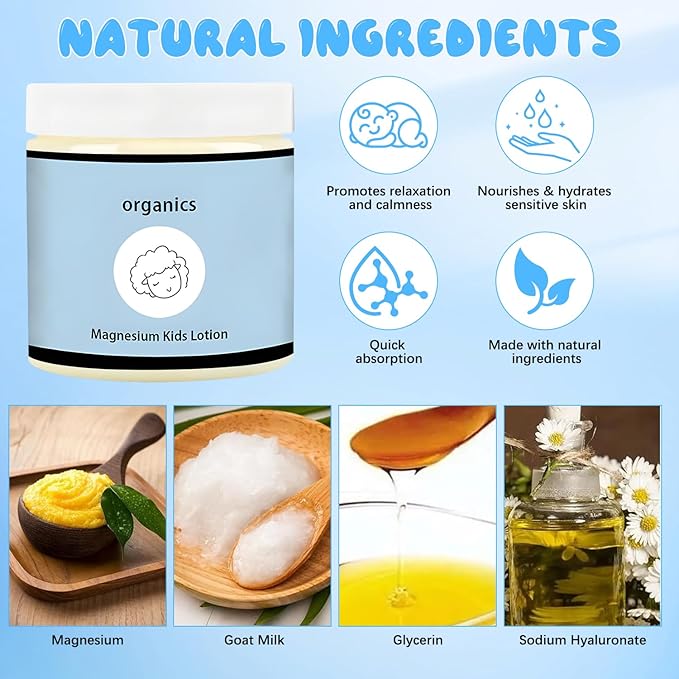 Magnesium Lotion for Kids, Junior's Bedtime Lotion, Magnesium Lotions For Sleep,Topical Magnesium Cream & Body Lotion Helps Stay Calm at Bedtime and During The Night(2pcs)