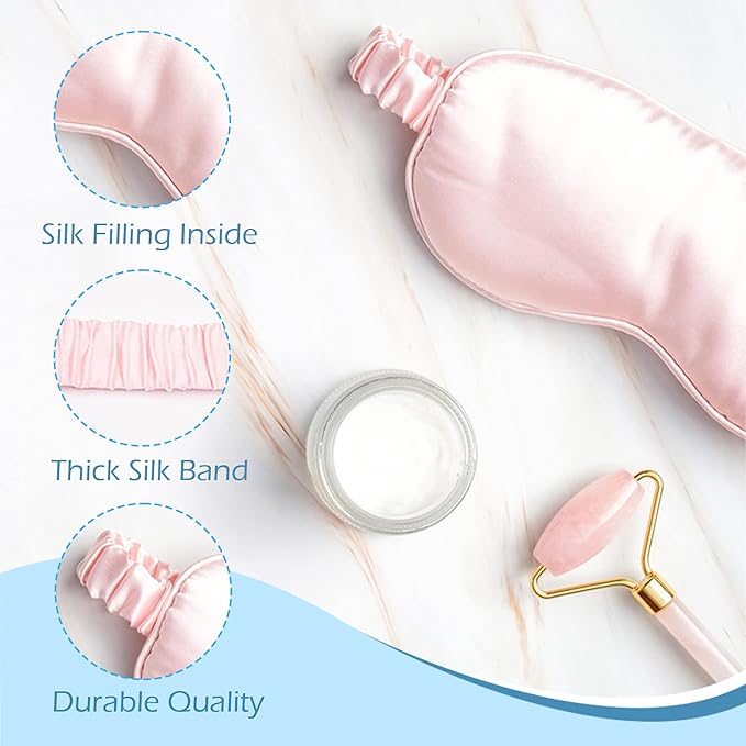 Le Luxe Silk Sleep Mask (Luxury Silk Sleep Mask, Made with 100% Real Natural Pure Silk Eye - Eye Cover - Eye Mask - Anti Aging - Skin Care - Ultra Soft - Light & Comfy (Pink)
