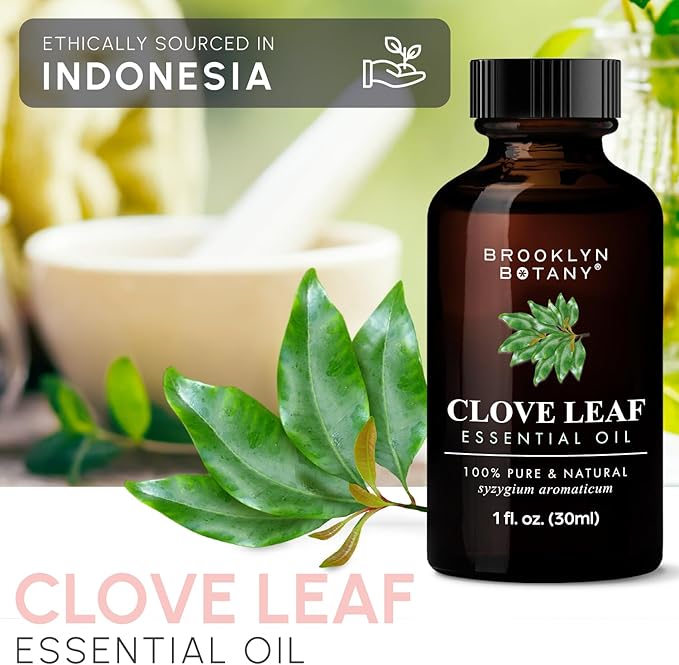 Brooklyn Botany Clove Leaf Essential Oil – 100% Pure and Natural – Premium Grade Oil with Dropper - for Aromatherapy and Diffuser - 1 Fl Oz