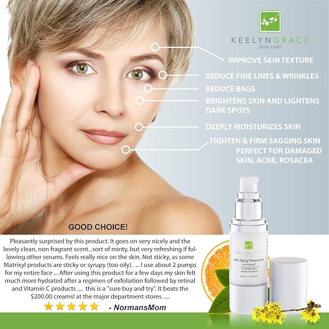 The BEST Anti Aging Moisturizer with Matrixyl 3000 By Keelyn Grace - All in One Facial Day and Night Cream for Men & Women with Advanced Peptides, Vitamin C, E, Hyaluronic Acid