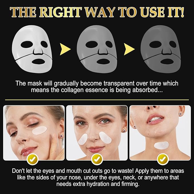 Snail Mucin, Collagen Face Mask, Glass Glow Hydrogel Mask, Strengthen The Skin Barrier, Delay Aging, Easy To Absorb, 6 EA