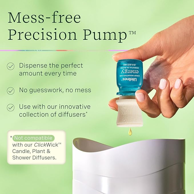 Lifelines Essential Oil Blends, 2-Pack - Blended Essential Oils with Mess-Free Precision Pump for Aromatherapy Diffusers - Long-Lasting Scented Fragrance - Crisp Mountain Air (Joy & Energy)
