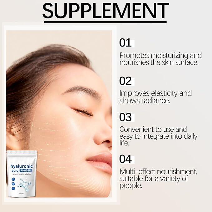 Hyaluronic Acid Powder, Hyaluronic Acid Powder for Skincare, DIY Facial Serum,Low Molecular Weight, Water Soluble Hydrating Ingredient for Skin Moisture (1PCS)