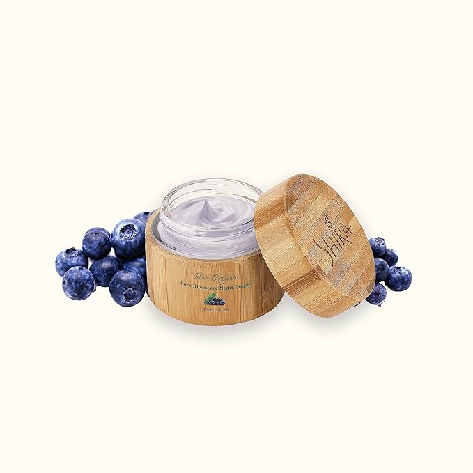 Shir Organic Blueberry Night Cream for Nourished, Wrinkle-Free, Radiant Skin. Moisturizer Face Cream with Anti-Aging Formula keeps Skin Hydrated, Facial Skin Care Product 50ml (Pack of 2)