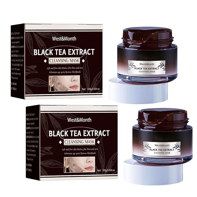 2PCS Black Tea Mask, Black Tea Face Peeling Mask, Black Tea Skinning Peel Off Face Mask, Black Tea Extract Cleansing Mask, Firming Overnight Mask