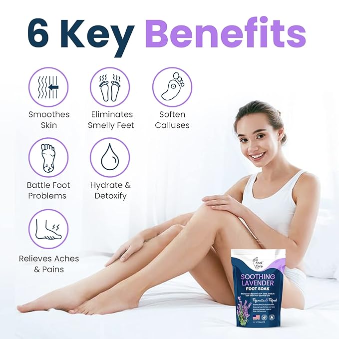 Soothing Lavender Foot Soak with Epsom Salt & Callus Remover for Feet with Extra Strength Gel & Foot Pumice Stone Set