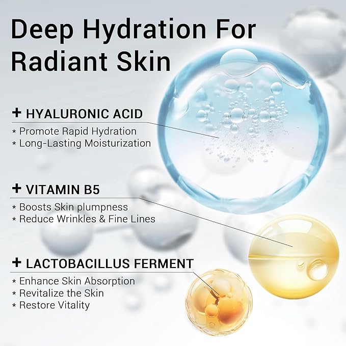 Hyaluronic Acid 2% + B5 Hydration Support Formula, Hyaluronic Acid Serum For Face - Large 30ml/1oz, 2Pcs