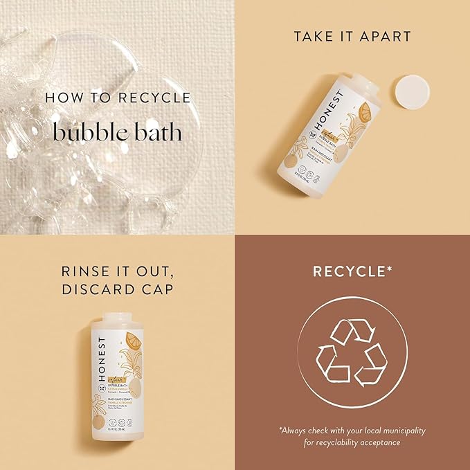 The Honest Company Foaming Bubble Bath | Gentle for Baby | Naturally Derived, Tear-free, Hypoallergenic | Citrus Vanilla Refresh, 12 fl oz