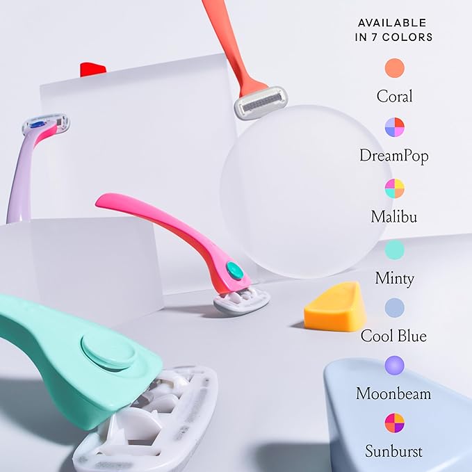 Billie Razors for Women Shave Kit – Women’s Razor + 4 x 5-Blade Razor Refills + Magnetic Holder – Cool Blue