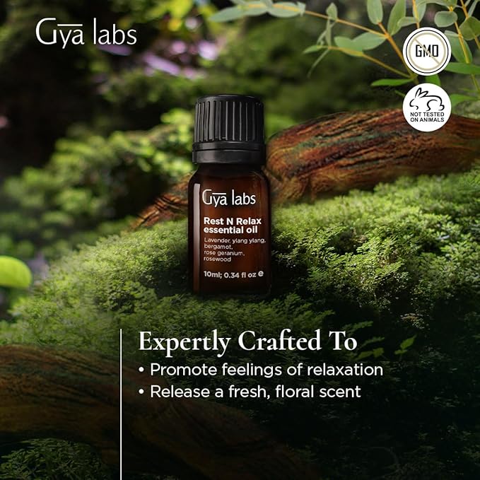 Gya Labs Rest N Relax Essential Oil Blend for Diffuser & Skin - Calming & Relaxing Oil for Massage & Aromatherapy (0.34 Fl Oz)