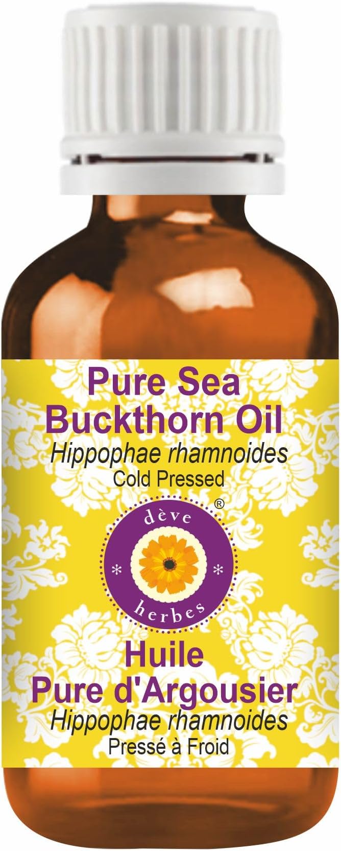 dève herbes Pure Sea Buckthorn Oil (Hippophae rhamnoides) 100% Cold Pressed 10ml (0.33 oz)