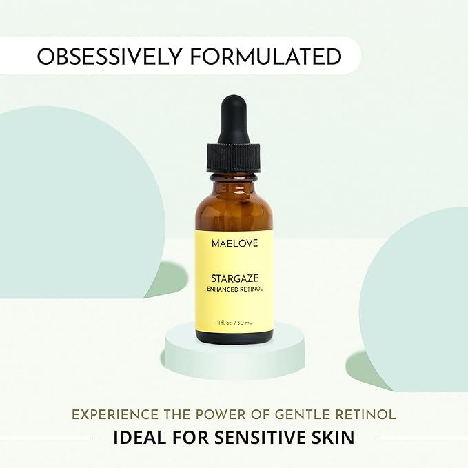 MAELOVE Stargaze Enhanced Retinol Serum, Time-Released 0.25% Retinol for Radiant Skin, Hydrating with Hyaluronic Acid, Niacinamide, Soothing Botanicals, Ideal for Sensitive Skin, USA Made