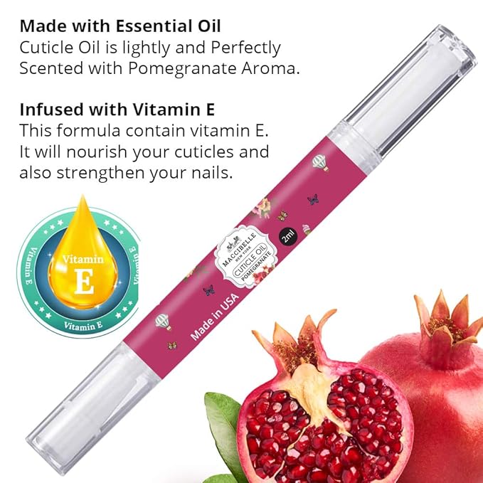 Maccibelle Pomegranate Pure Cuticle & Nail Oil Pen 2ml Heals Dry Cracked Cuticles.