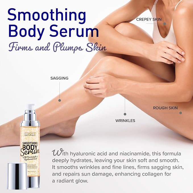 Enaskin Naturals Smoothing Body Serum Lotion for Dry and Crepe Skin: Anti-Wrinkle, Hydrating, Firming with Hyaluronic Acid & Niacinamide, Non-Greasy, for All Skin Types