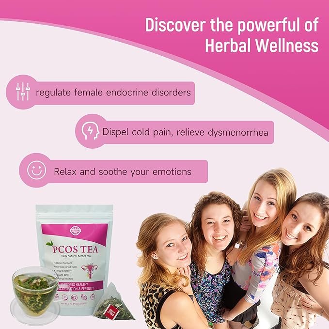 Laicuherb PCOS Spearmint Tea, for Women Hormone Balance & Promote Relaxation and Helps with Hirsutism and Acne, 10 Tea Bags Organic Spearmint Tea for Healthy Ovulation and Fertility