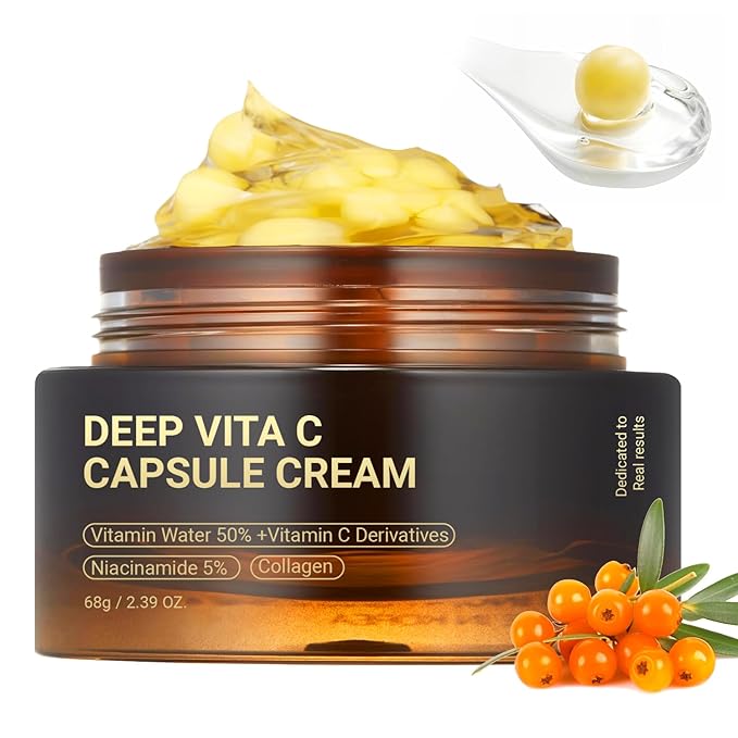 Deep Vitamin C Golden Capsule Hydrating Face Moisturizer, Antioxidant Protection, Lightweight Daily Skincare