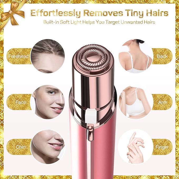 Gurelax Facial Hair Remover for Women (with 2 x Replacement Heads) - Hair Removal Device As a Gift for Mom/Wife/Girlfriend