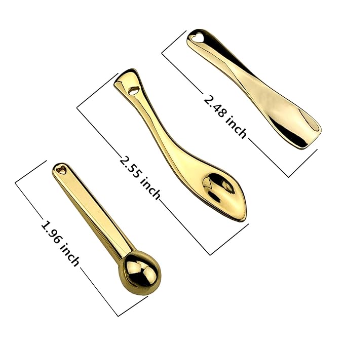 3Pcs Metal Makeup Spatula Mini Spoon and Eye Cream Massage Sticks Beauty Scoop for Facial Cosmetic Face Cream