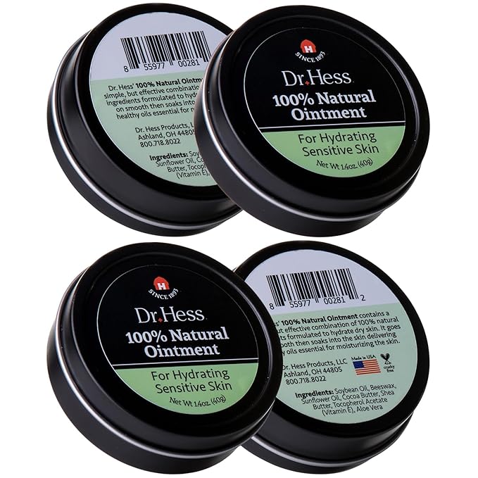 100% Natural Sensitive Skin Ointment, All-Purpose Ointment with Soybean Oil, Cocoa Butter, Shea Butter & Aloe Vera, Moisturizer Cream for Face & Body, Cracked Heels, 1.4 oz 4 Pack