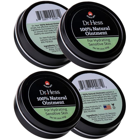 100% Natural Sensitive Skin Ointment, All-Purpose Ointment with Soybean Oil, Cocoa Butter, Shea Butter & Aloe Vera, Moisturizer Cream for Face & Body, Cracked Heels, 1.4 oz 4 Pack