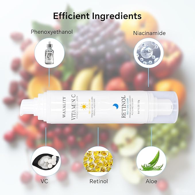 Under Eye Cream Dark Circles, Under Eye Skin Treatment Cream Reduces Puffiness, Fine Lines, Wrinkles and Eye Bags, Day & Night Brightening, Moisturizing & Firming Eye Serum with Vitamin C & Retinol