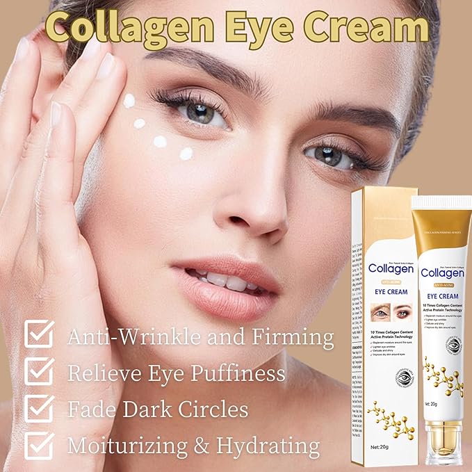Collagen Eye Cream Anti Aging & 7PCS Eye Masks - eye Cream for Puffiness and Bags Under Eyes - Under eye cream for Da-rk Cir-cl-es - Nourishing & Firming Eye Mask - Eye Bags Treatment for Women